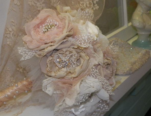 TITANIC Fabric flower vintage inspired bridal brooch bouquet choose