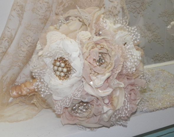 TITANIC Fabric flower vintage inspired bridal brooch bouquet choose 