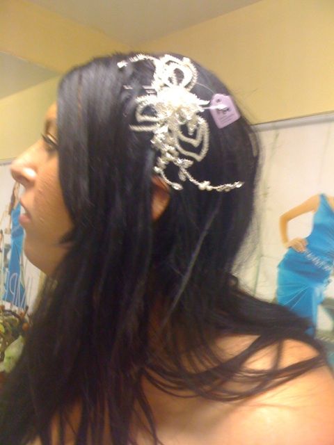 My dress came in Maggie Sottero Angelina!!! Thoughts? :  wedding mermaid trumpet jewelry hair piece veil maggie sottero maggie maggie bride damask angelina Hair Piece