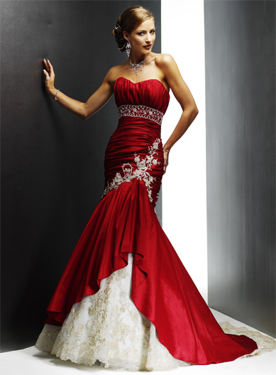 examples of red and aqua wedding dress