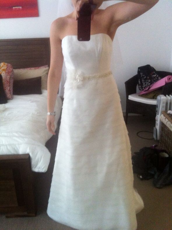 a line dress altered to fit and flare Tailored Silk A-Line Wedding Dress main image 1