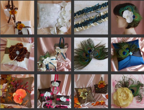 Handmade wedding accessories ready to ship peacock autumn winter