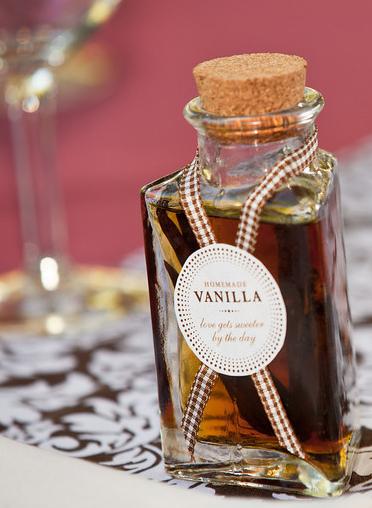 Homemade Vanilla favors from SMP tutorial :  wedding favors vanilla bottles brown gingham cork reception Vanilla Favor At Reception