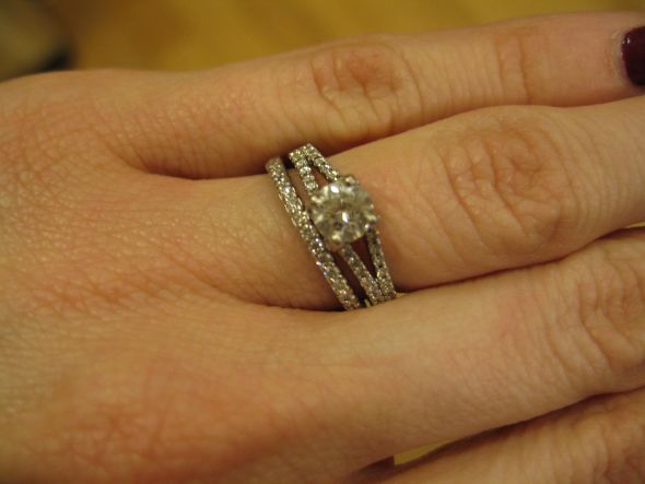 Can I see your split shank ering with band? :  wedding split shank Ring On Hand
