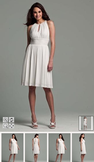 David's Bridal High Neck Keyhole Dress-- Great shower or rehearsal dinner dress! : wedding davids bridal high neck keyhole dress style 054550 white rehearsal shower short beaded DB Dress