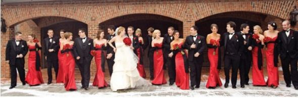 Please help! I'm looking for the style # of a Badgley Mischka dress :  wedding badgley mischka bridesmaid dress red black sash Red Dress   Copy