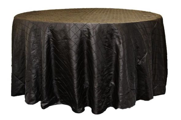 Turquoise or Black wedding Pintuck 120inch Round Tablecloth Black