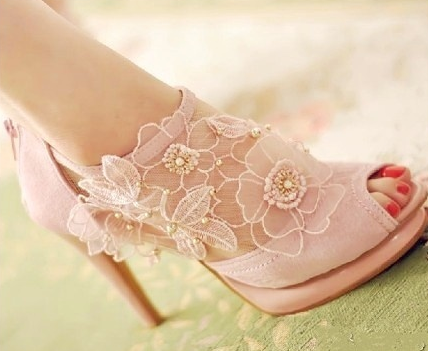 blush lace heels