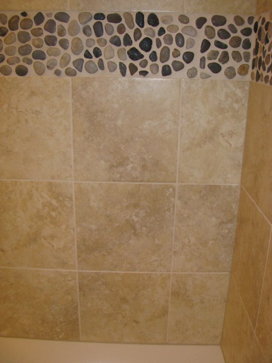 help me pick bathroom tile/border for shower : wedding Riverrockborder