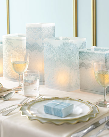 Please share pictures of centerpieces on rectangle tables :  wedding rectangle tables centerpieces flowers candles round tables Lace Luminary