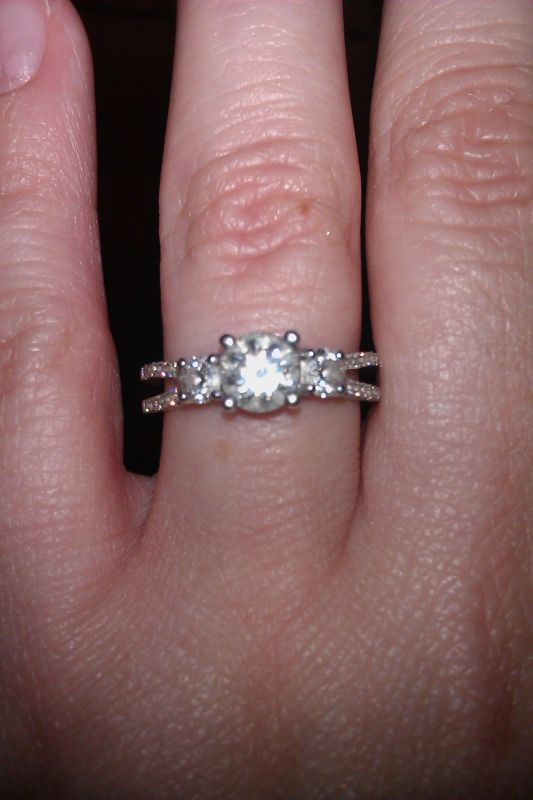 Share pictures of your ring and state your ring/diamond size! : wedding ring size diamond size carat pictures rings diamonds carats finger 65 1 1 carat wave custom emerald cut Ring
