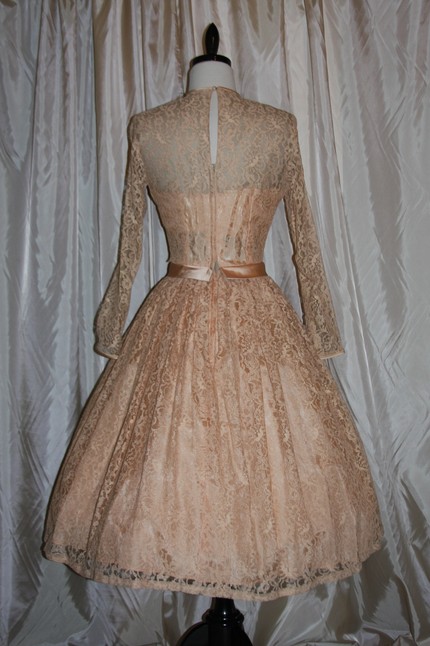 Mrs Lab's Grace Kelly Inspired Pink Lace 1950s Short Vintage Wedding Dress