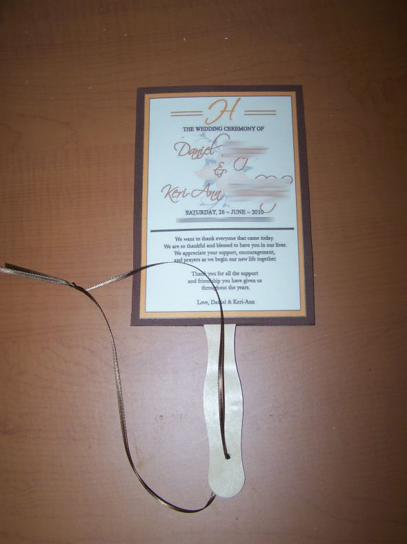 For those bees who made fan programs... :  wedding Fanback