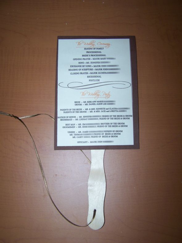 For those bees who made fan programs... :  wedding Fanfront Bee