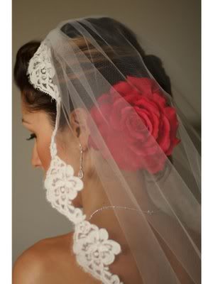 anyone have pics of flower and a veil in hair? :  wedding veil flower hair Hairwithmantilla