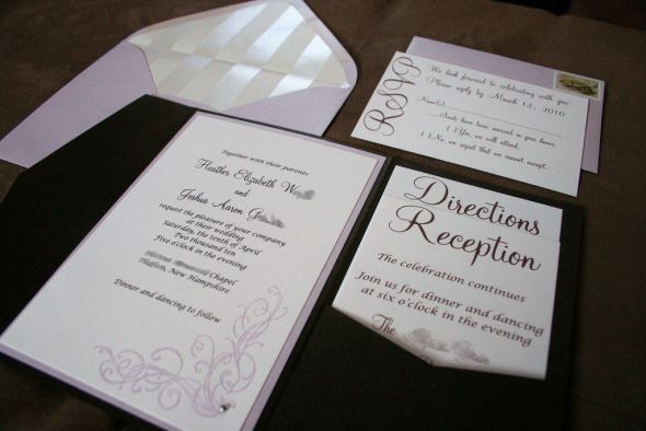 And their off! (invitations) :  wedding pocketfold lilac brown inviation invites embossed 4349236099 B4937edbe0 B