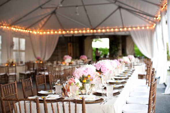 Please share pictures of centerpieces on rectangle tables :  wedding rectangle tables centerpieces flowers candles round tables Inspo3