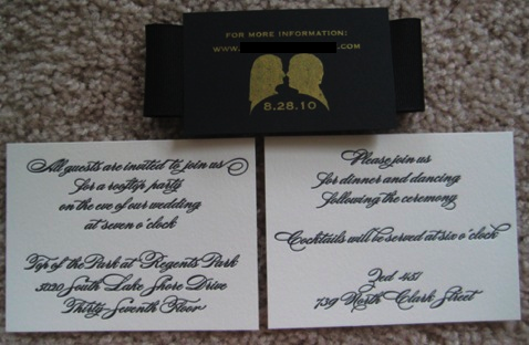My Semi-Homemade Invitation Suite :  wedding invitations diy invitation suite letterpress gocco Wbinserts