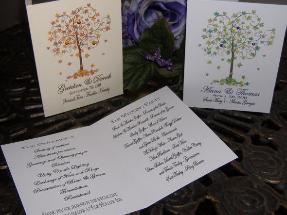 Personalized Tree of Life Wedding Program Booklets in your choice of white