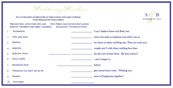 DIY Mad Libs Guest Book :  wedding blue navy diy Guest Book