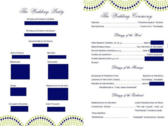  DIY Program with Timeline wedding diy program blue green navy ceremony 