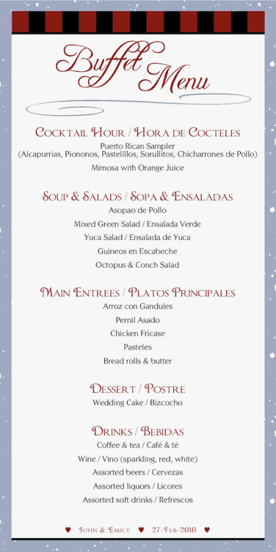 Share your menu! :  wedding Menu