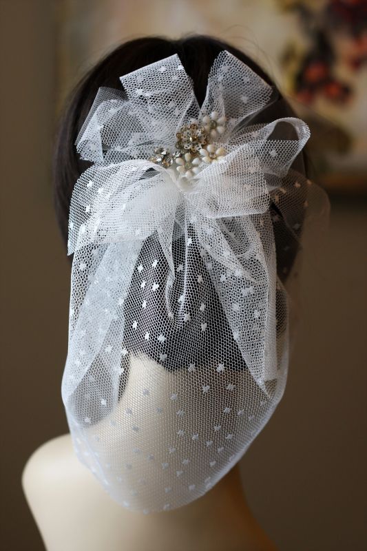 {Veil Give-Away!} Designer vs. Artisan? YOU Decide! :  wedding veil birdcage veil contest give away 1 white ivory Dotted2