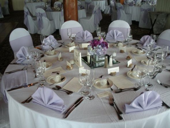 Here is a picture of our purple lavender napkins and chair bows and the 
