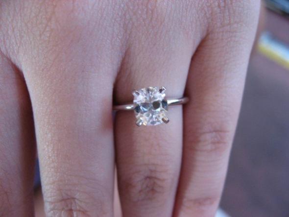 My engagement ring platinum cushion cut solitaire from bluenilecom 