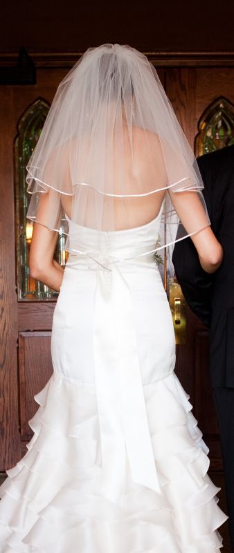 Demetrios - 2 layer elbow length veil - $70 :  wedding veil ivory Veil Back