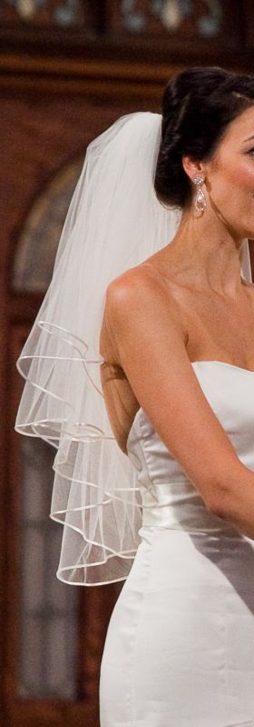 Demetrios - 2 layer elbow length veil - $70 :  wedding veil ivory Veil Side