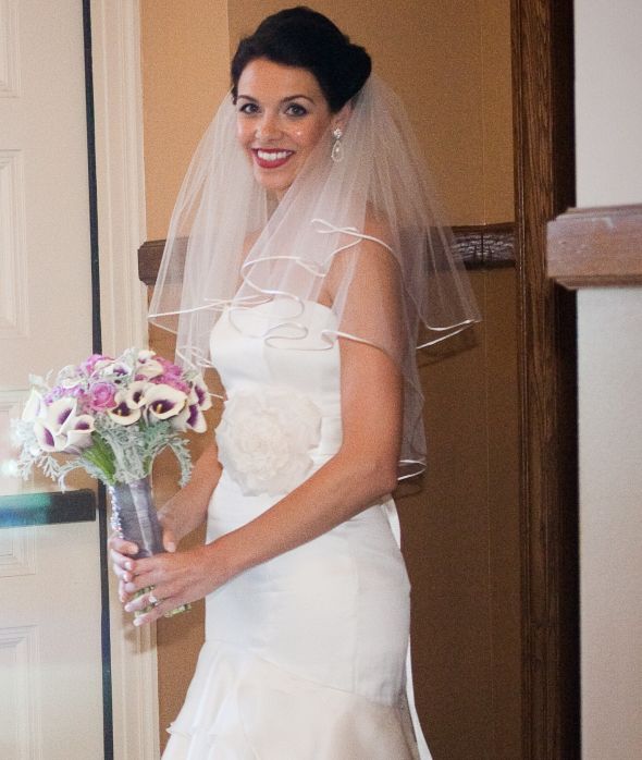 Demetrios - 2 layer elbow length veil - $70 :  wedding veil ivory Veil Front