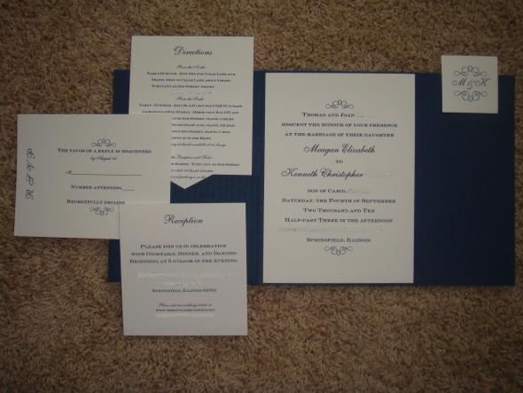 Invitations - navy pocketfolds from mygatsby.com