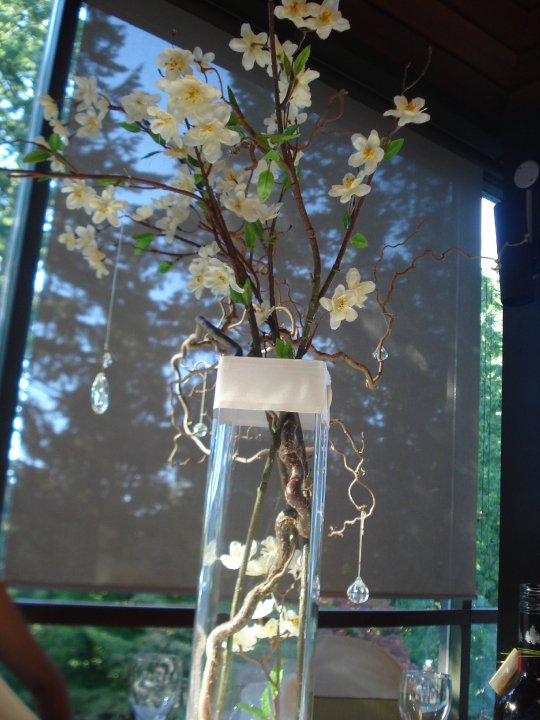 Witch Hazel and Ivory Cherry Blossoms with crystals : wedding brown green ivory reception 38857 420004527449 502147449 4517122 1769885 N