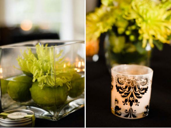 I need some inspiration! Black and White... : wedding black and white damask reception decor hydrangeas anemones black white Limes And Fujis