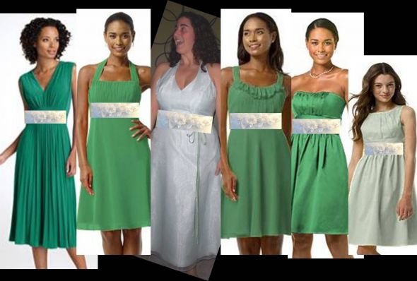 Non-matching dresses and coordinating accessories :  wedding non matching mis matching bridesmaids sash With Sashes