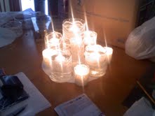 My Martha-inspired Lace Candle Centerpieces! :  wedding lace candles centerpieces Centerpiece 1