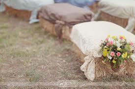 Straw bale seating at rustic wedding. :  wedding hay bales ceremony seating rustic Bale 2