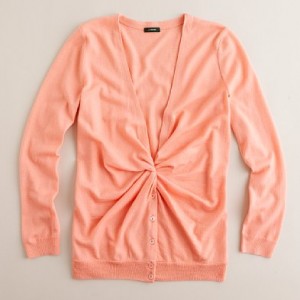 Short dress blue shoes? ...plus birdcage veil, gloves, and bolero. Too much?? :  wedding J Crew Pink Cardigan 300x300