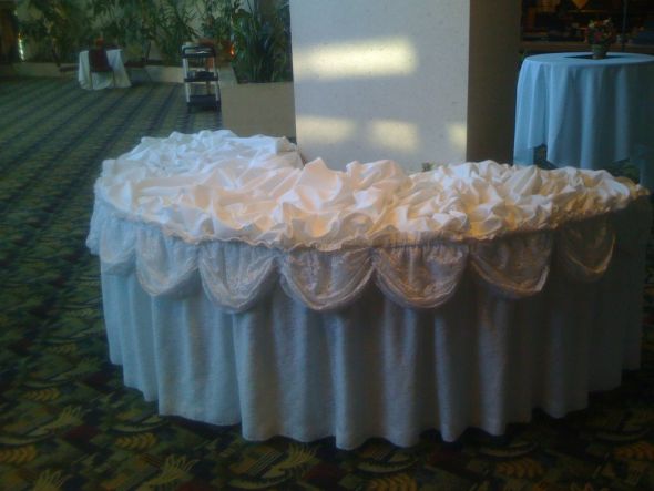 Large White Scalloped Table Skirt in White: $35 :  wedding white lace table skirt engagement ceremony reception IMG 1067