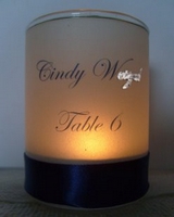 Creative idea's to display place cards? :  wedding Votive Place Card   Bryanandkatrina