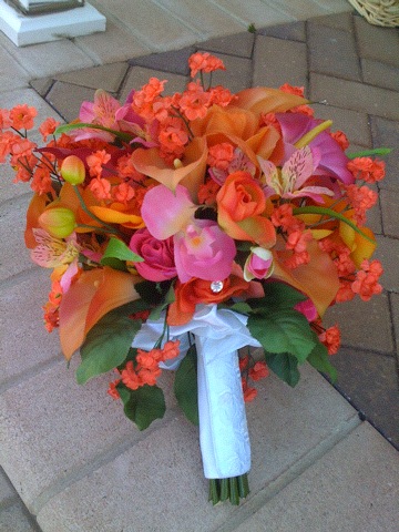 Pink and Orange Bridal Bouquet artificial Best Offer wedding pink 