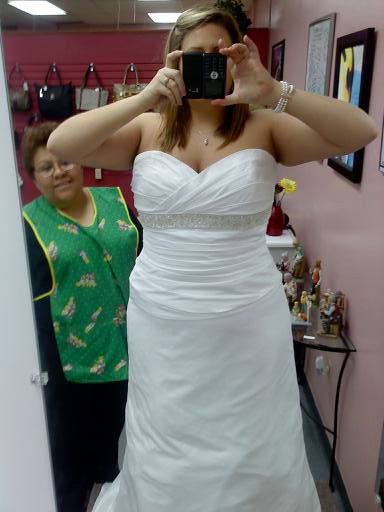 Just had my first fitting! Wanna see? :  wedding fitting dress seamstress hair birdcage veil Downsized 0227001310
