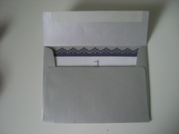 Laced Edge Invites Tutorial :  wedding lace punch simple purple white silver invitations CIMG3425