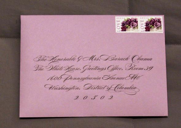 Typeset Envelopes :  wedding calligraphy diy envelopes green invitations printed purple Envelope