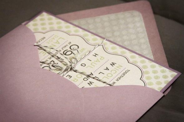 My labor of love: Our Invitation Suite :  wedding green purple silver invitations Invite Stuffed