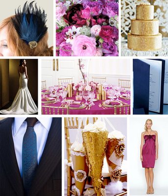 Navy Magenta and Antique Gold Inspiration Board wedding inspiration 