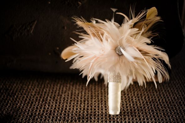 What would you pay for a Feather Bouquet? Need suggestions. :  wedding feathers feather bouquet vintage cream ivory bling black white price IMG 10222