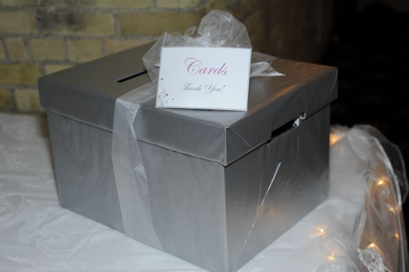 My Rainy Wedding Day Recaps - Part 6 - All the little Details :  wedding flip flop basket diy card box hair flower centerpieces calla lilies table numbers cake Card Box 2