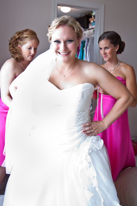 My Rainy Wedding Day Recaps - Part 1 - Getting Ready :  wedding hair dress garter Dress Tying 2